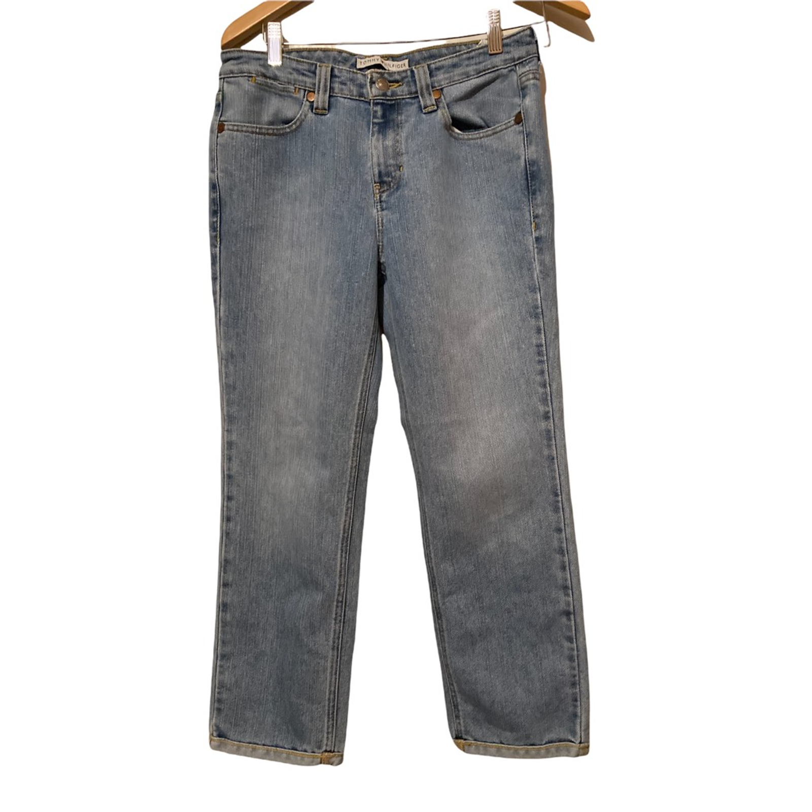 Tommy Hilfiger Womens Hipster Cropped Jeans Blue Stretch Mid Rise Light Wash 4